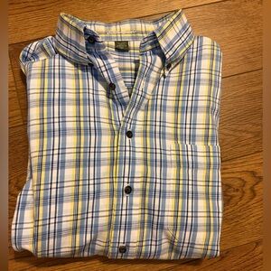 Eddie Bauer Plaid Button-Down Shirt - Blue & Yellow Large Tall